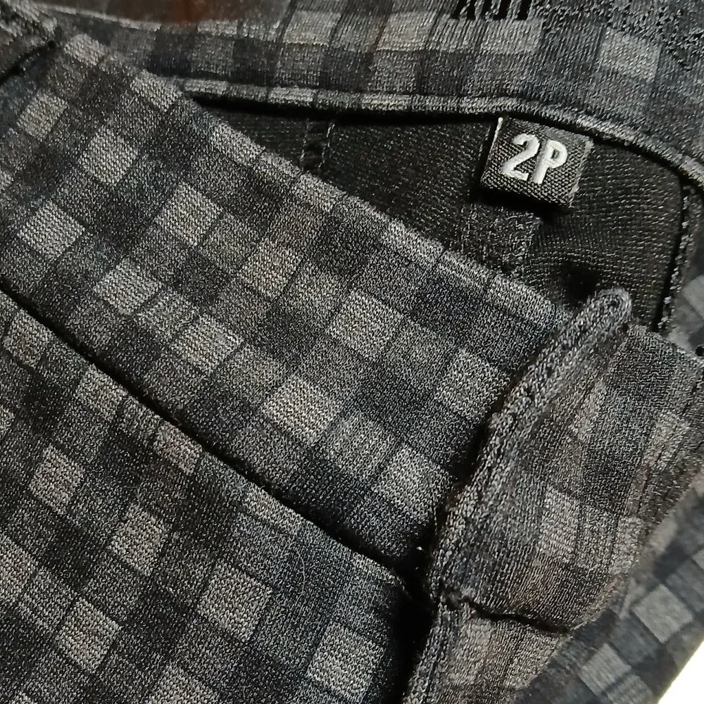 KUT FROM THE KLOTH Black/Gray Check Straight Leg Stretch Pants